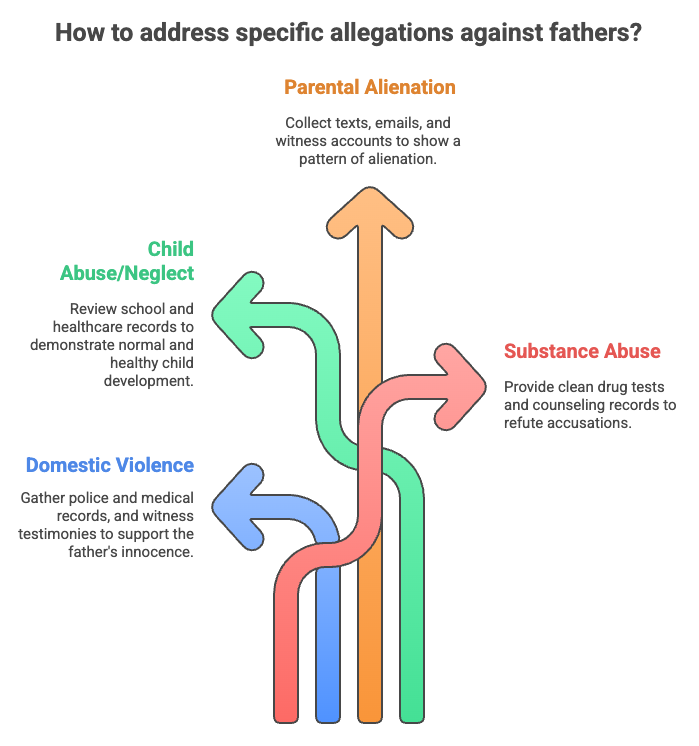 How to address specific allegations against fathers?