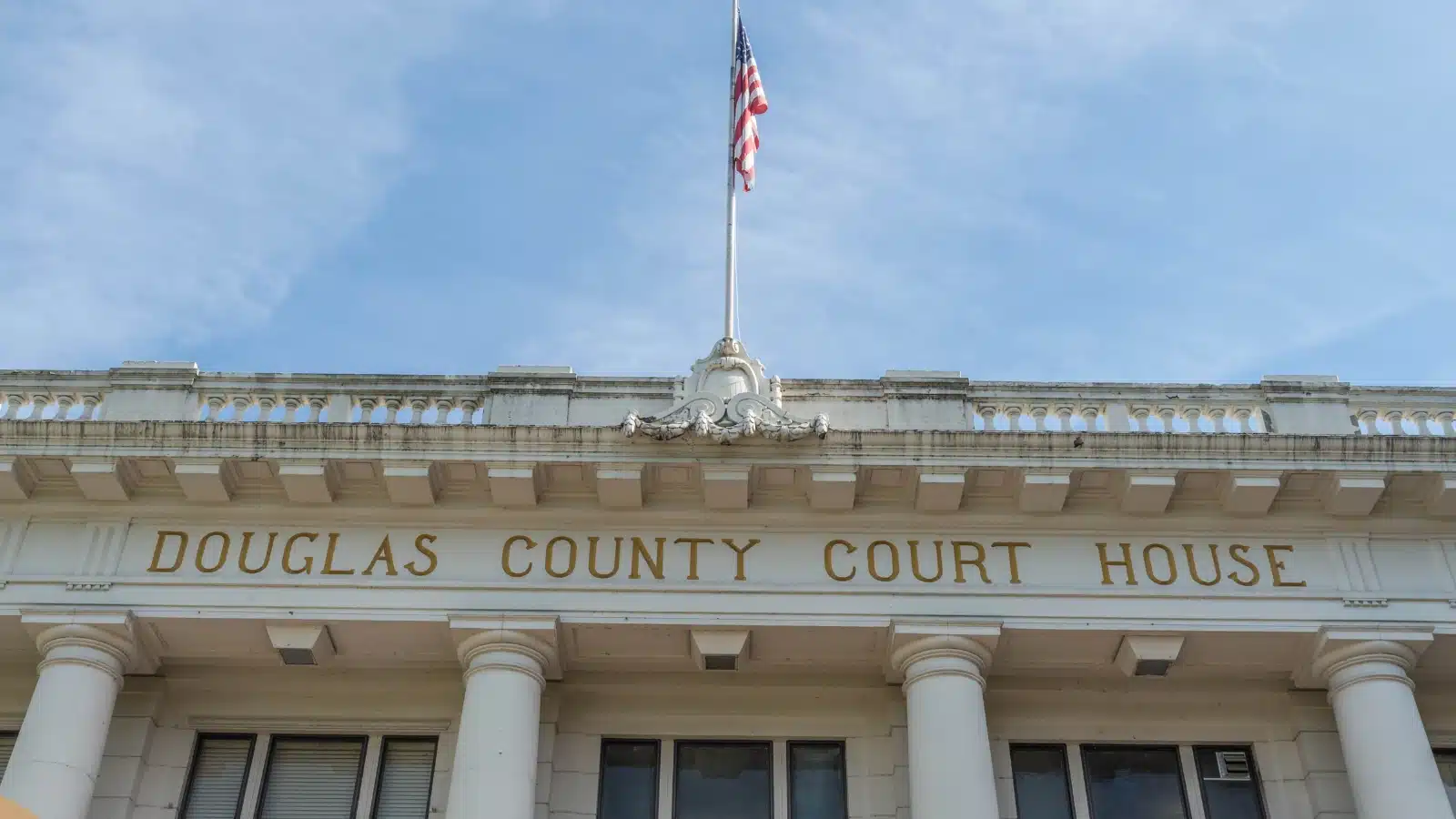 Douglas County Court House with American flag
