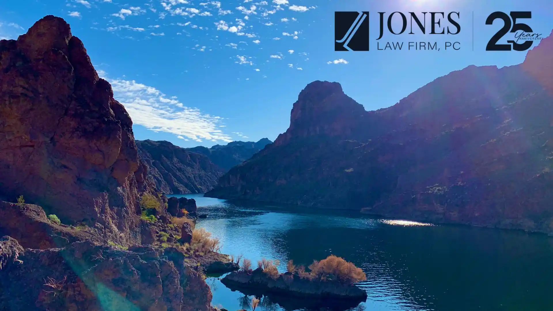 Mountain canyon with river and blue sky