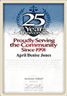 Book cover celebrating 25 years of service