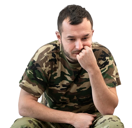 sad military man