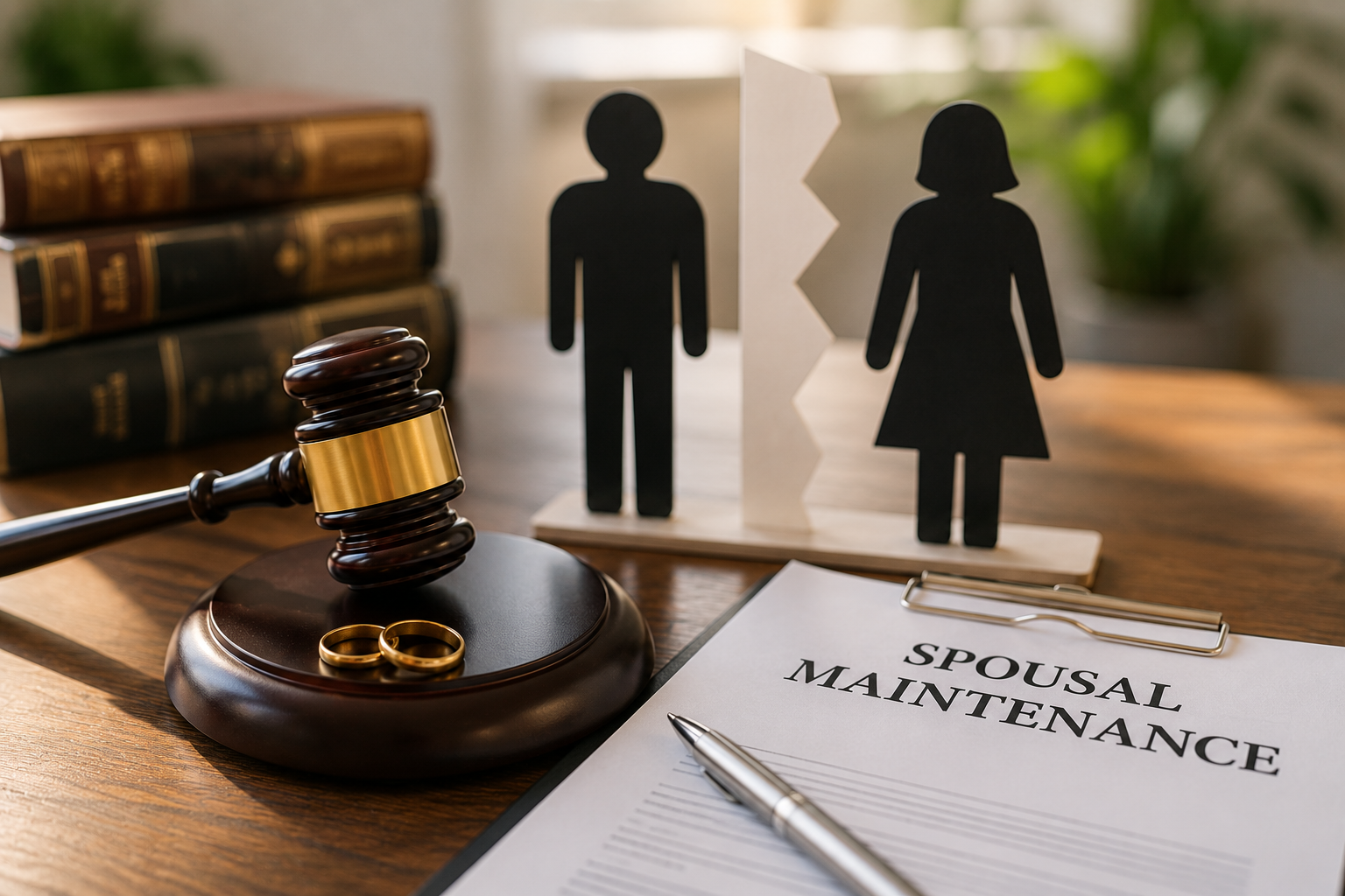 Gavel and spousal maintenance divorce concept
