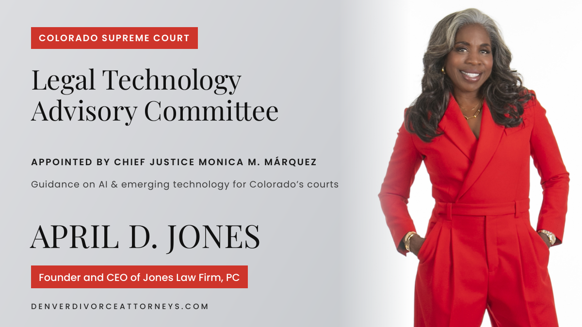 April D. Jones in red suit promotional graphic