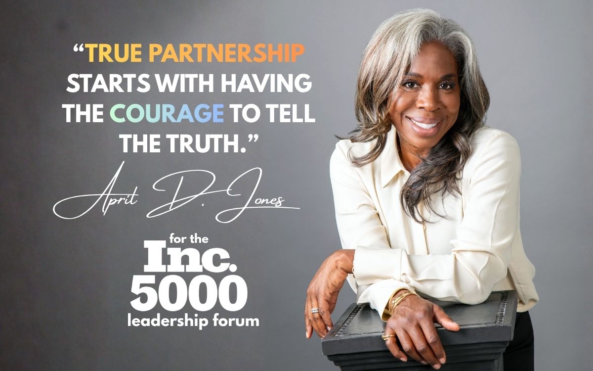 April D. Jones portrait with partnership quote